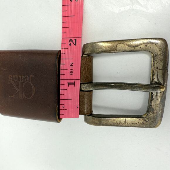 Calvin Klein Jeans Men Dress Belt Medium Brown Genuine Leather Accessories - Picture 6 of 9